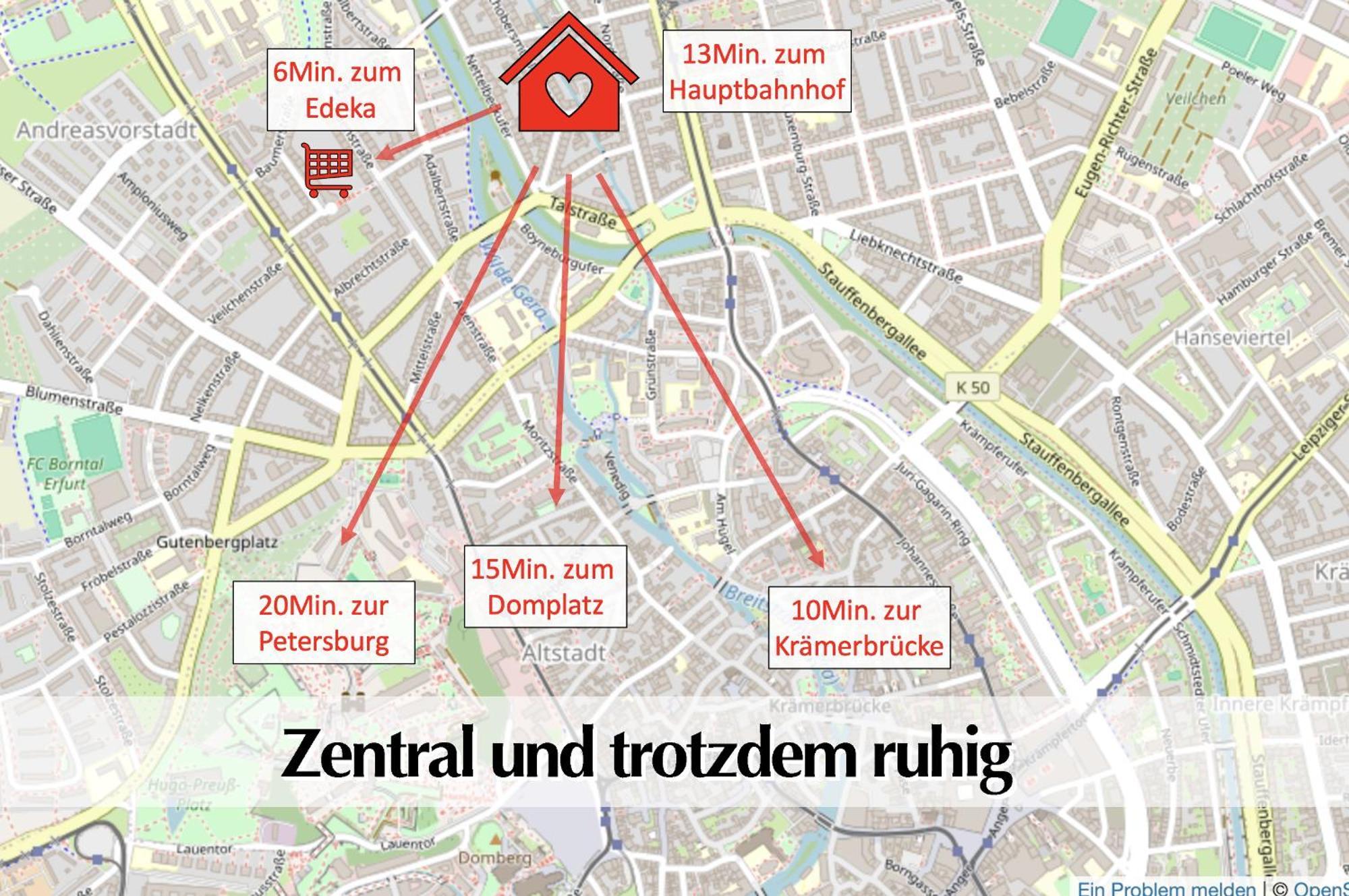 Stadtperle Am Plaetschernden Wasser - 50M2 2R Malerische Fewo In Top Lage Erfurt Exterior photo
